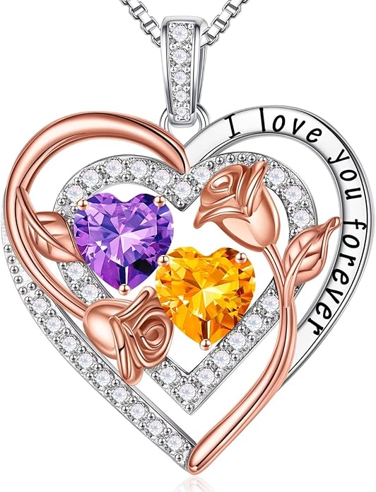Iefil Valentines Day Gifts for Her - Sterling Silver Birthstone Necklace Anniversary Birthday Gifts for Her Wife Mom Daughter