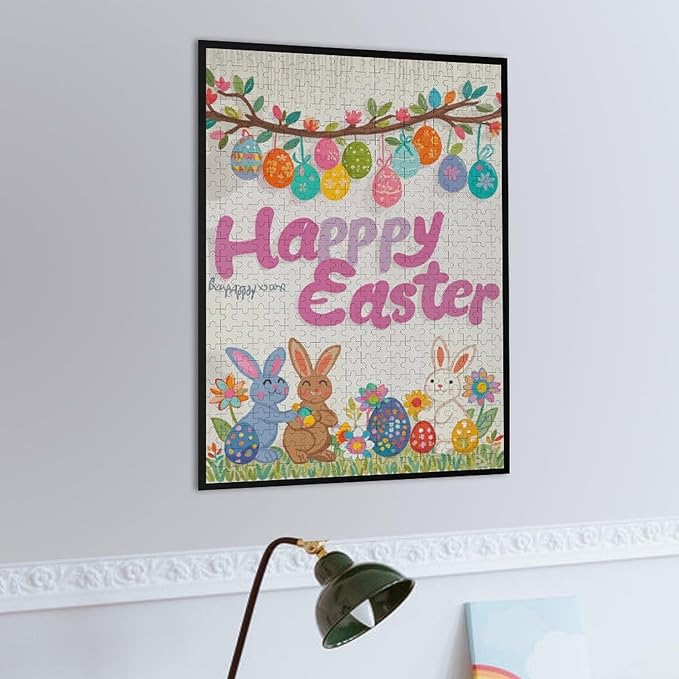 Wooden Puzzle - Easter and The Rabbit Jigsaw Puzzles，Wooden Puzzles for Adults 500 Pieces Unique Gifts for Wall Art，Challenge Puzzles，Educational Games，Family Puzzles