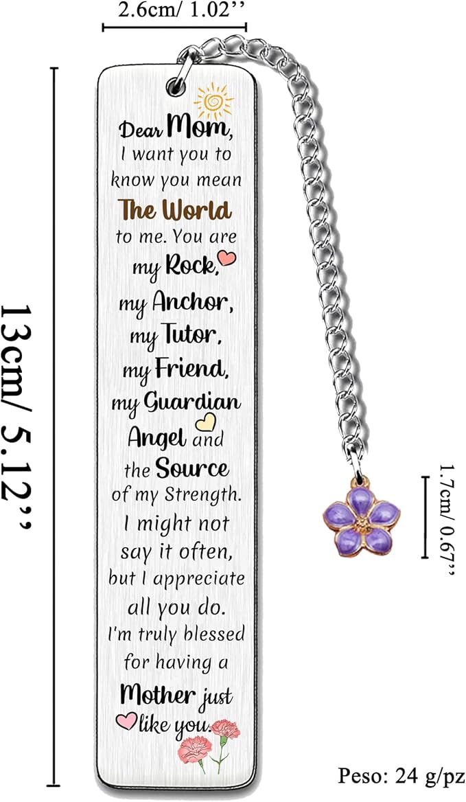 Mom Bookmarks - Stainless Steel - 1 pc - I Love You Mom Quotes - Gift for Mothers Day, Retirement, Teacher's Day