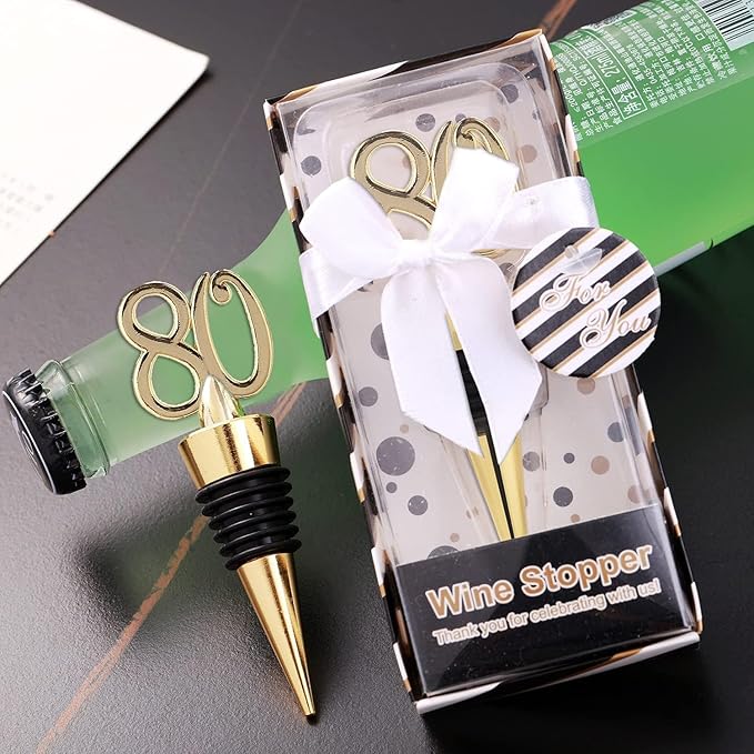12PCS Latest 80 Wine Stopper for 80th Birthday Party Favors or 80th Wedding Anniversary Party Gifts 80th Birthday Party Gifts Souvenirs Decorations for Guests(12,80th Stopper)
