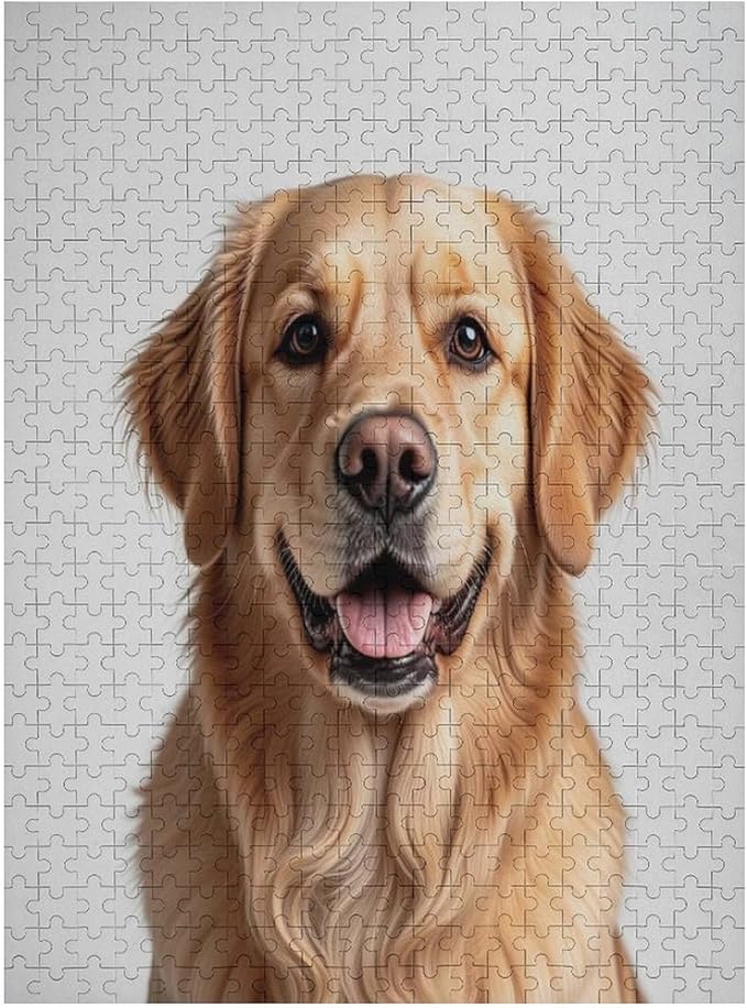 Funny Wooden Puzzle - Golden Retriever Dog Animal Puppy Puzzle for Adult 500 Piece，Wooden Jigsaw Puzzles Art Leisure Game Fun Suitable Family Friends Educational Learning Games Gift