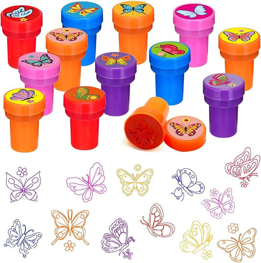 Cinrobiye 24 PCS Butterfly Party Stampers – Spring Birthday Favors for Girls Boys, Classroom Rewards, Carnival Prizes, Goodie Bag & Pinata Fillers, Butterfly Theme Party Supplies