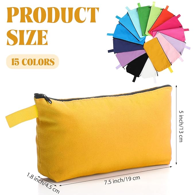 Saintrygo 30 Pcs Makeup Bag Travel Canvas Cosmetic Bag Bulk Multipurpose Small Makeup Pouch for Purse Portable Blank Zipper Toiletry Organizer DIY for Women Assorted Color(Novel,7.5 x 5 x 1.8 Inch)