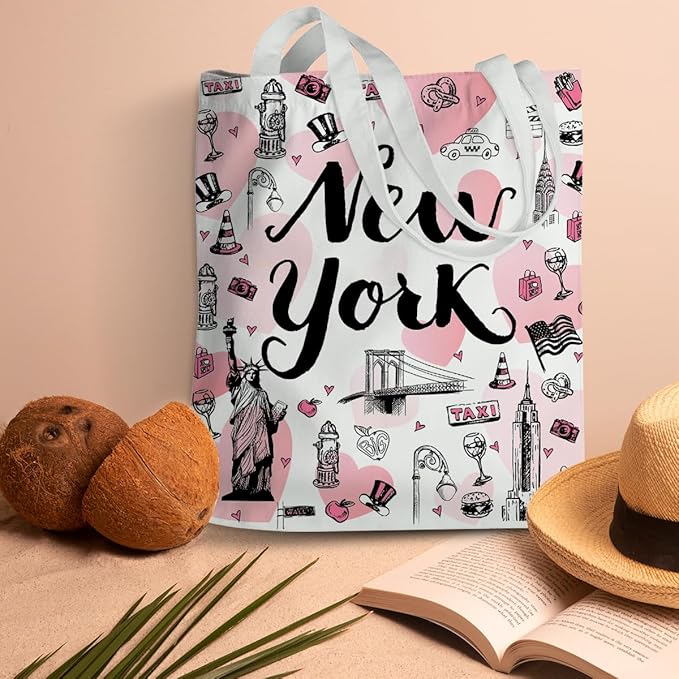 Jeilink New York Souvenirs and Gifts Beach Weekender Tote Travel Reusable Grocery Bags Girls Trip