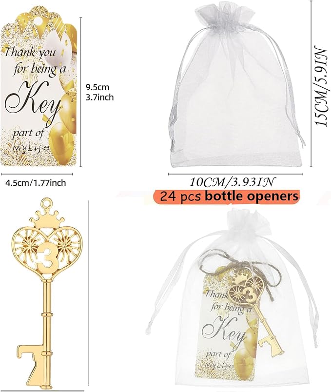 48PCS 3th Birthday Bottle Opener 3 Souvenir Party Supplies Key Opener 3th Baby Birthday Return Gifts Wedding 3th Baby Shower Gender Reveal Anniversary Party Decor (48,3th opener)