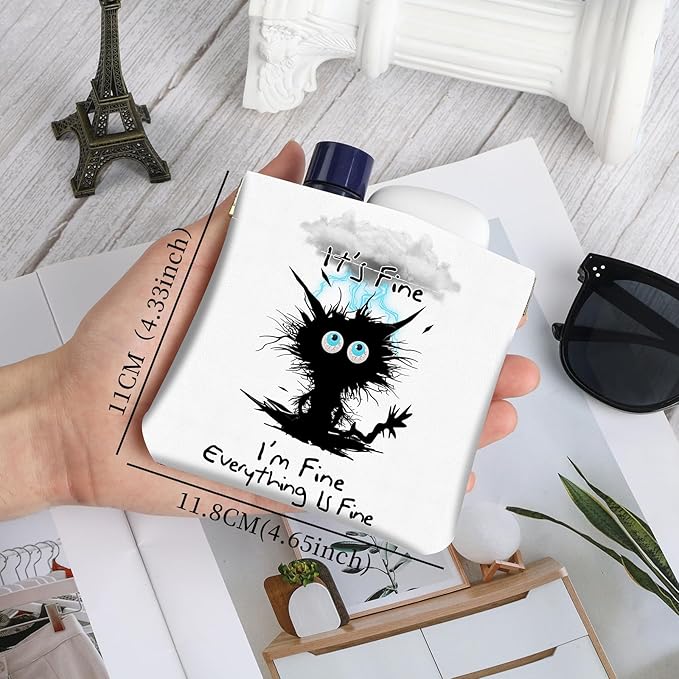 2Pcs PU Leather Small Squeeze Coin Purse Pouch Mini coin Bag Unique And Cute Wallet Cosmetic Bags Change Bag For Women Girls Men Cat struck by lightning