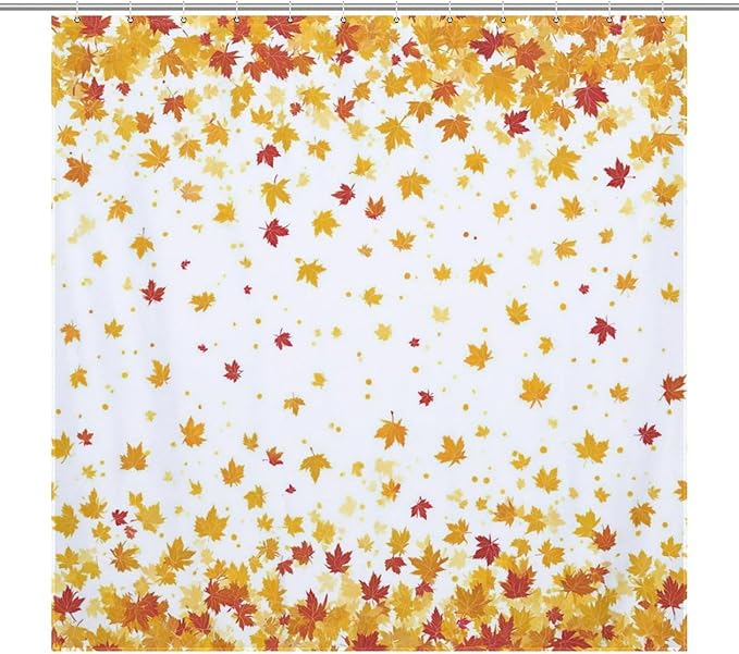 Fall Falling Maple Leaves Shower Curtain Waterproof Washable Fabric Bathroom Shower Curtains for Bathroom Decorations Home Indoor Decor 72x72Inch