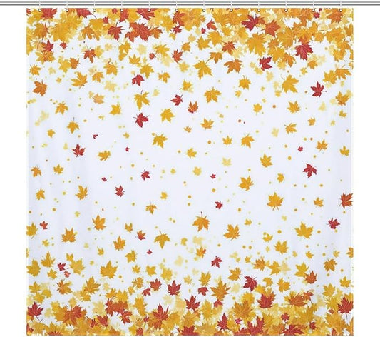 Fall Falling Maple Leaves Shower Curtain Waterproof Washable Fabric Bathroom Shower Curtains for Bathroom Decorations Home Indoor Decor 72x72Inch