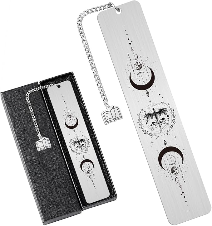 Acotar Metal Bookmark Gifts, Fantasy Dragon Book Marks with Round Laser Charm, Inspirational Creative Gift for Women Men Book Lovers Reading Accessories