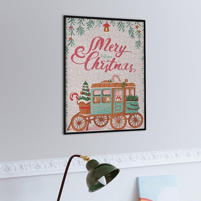 Wooden Puzzle - Christmas Gingerbread Express Train Jigsaw Puzzles，Wooden Puzzles for Adults 300 Pieces Unique Gifts for Wall Art，Challenge Puzzles，Educational Games，Family Puzzles
