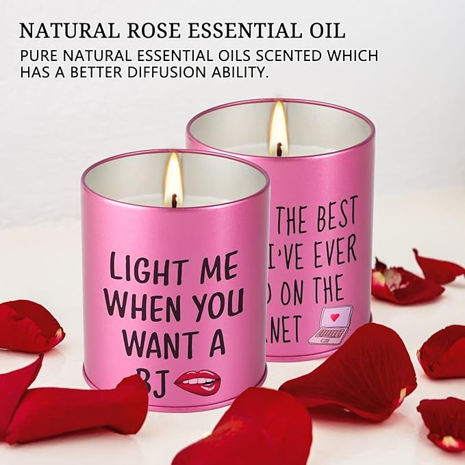 Scented Candle, 9oz Rose Scented Candles for Him, Her, Couple Valentines Day Gifts, 2 Pack