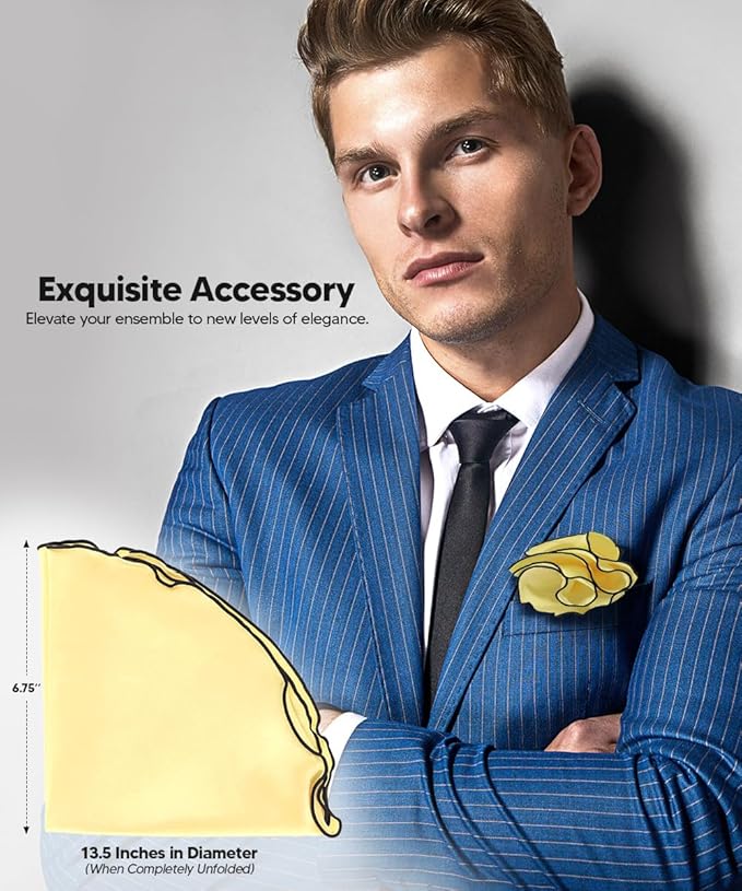 Premium Pre-Folded Four-Point Suit Pocket Square for Men with Sewn Pocket Fold