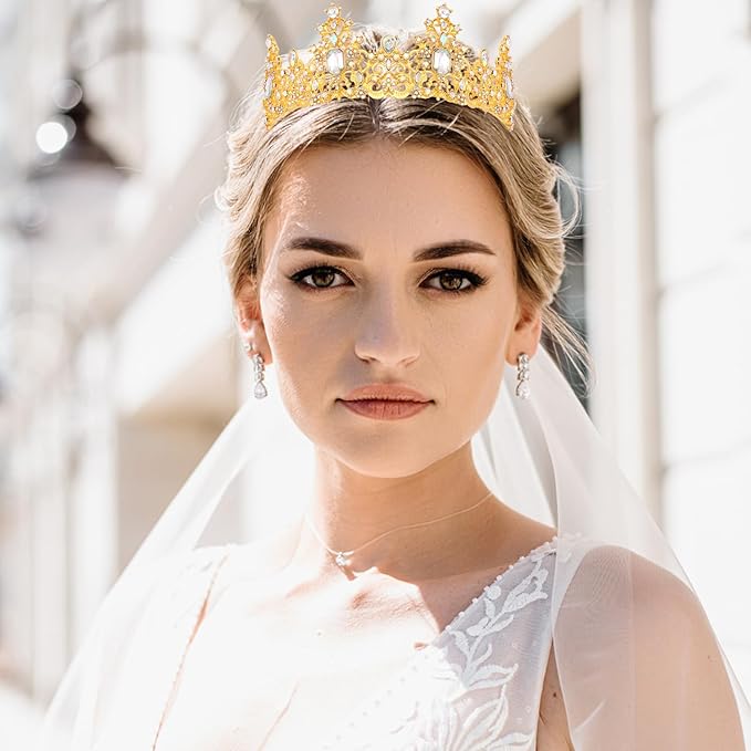 Didder Gold AB Rhinestone Princess Crown Birthday Tiara Prom Queen Tiaras and Crowns for Women and Girls Halloween Costume Headpiece Hair Accessories