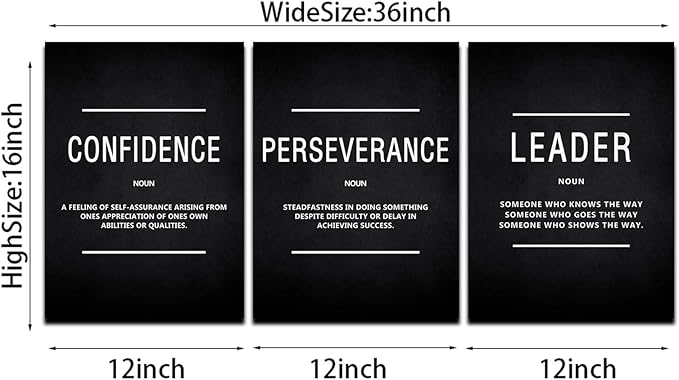 BWSPACE Inspirational Wall Decor Motivational Canvas Wall Art, Grind Hustle Wall Art 3 Pieces Wall Art Decorations for Office Living Room and Bedroom Decor (36" W x 16" H, CPL)