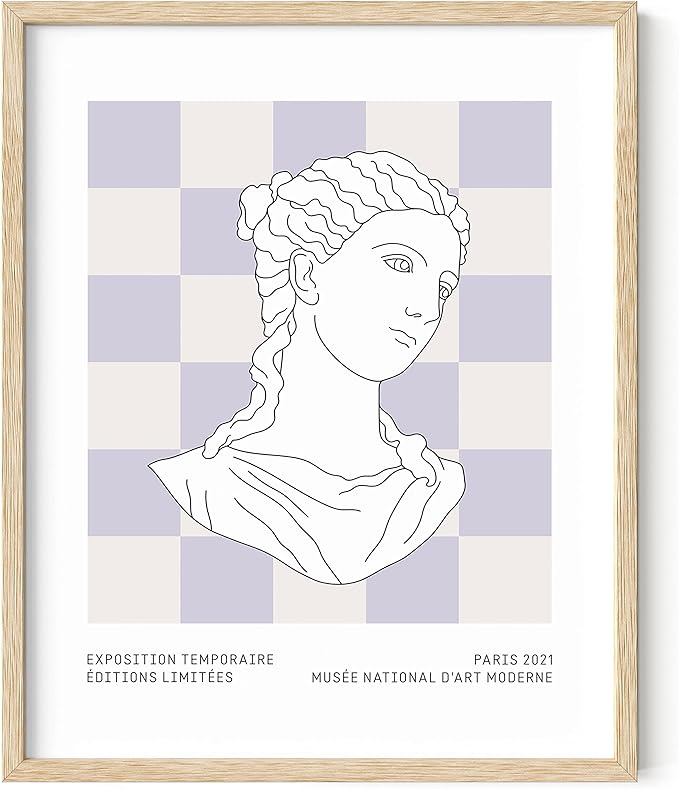 HAUS AND HUES Danish Pastel Decor, Purple Aesthetic Wall Art, Cute Room Posters, Danish Pastel Prints (Beige Framed, 16" x 20")