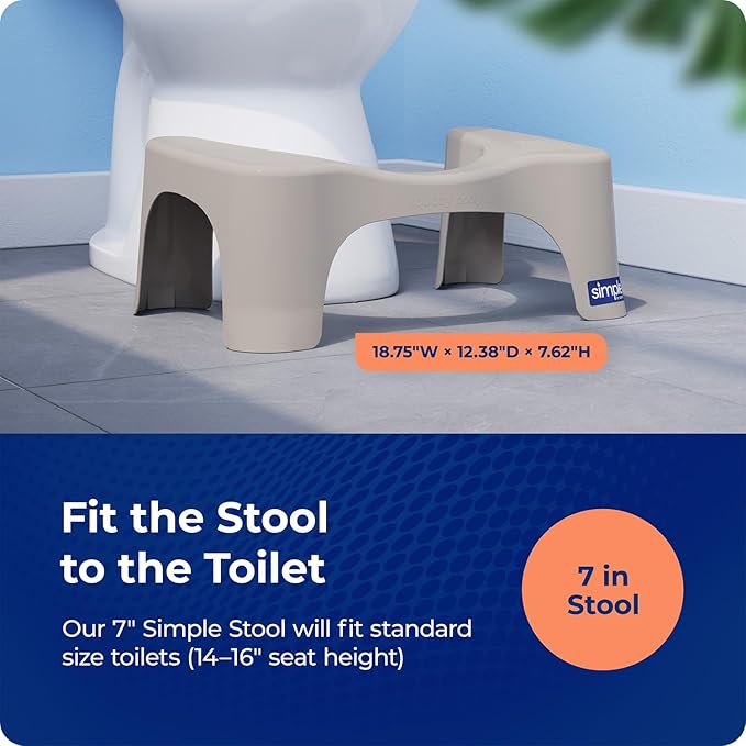 Squatty Potty Simple Toilet Stool 7-Inch in Taupe – Ergonomic Bathroom Accessory for Natural Squatting Posture, Doctor Recommended, Durable Plastic Design