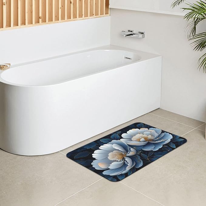 Diatomaceous Earth Bath Mat - Non-Slip Quick-Dry Bathroom Rug with Stylish Prints, Eco-Friendly Absorbent Floor Mat for Shower, Poolside(Vibrant Designs, 15.7 X 23.6Inch)
