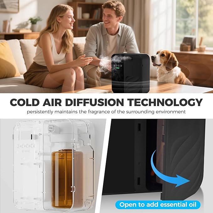 Hotel Scent Diffuser, House Scent Machine, 5000 Sq.Ft of Coverage, 500ml Large Capacity Aromatherapy Machine, Scent Diffusers for Home Large Room, Office Waterless Essential Oil Diffuser