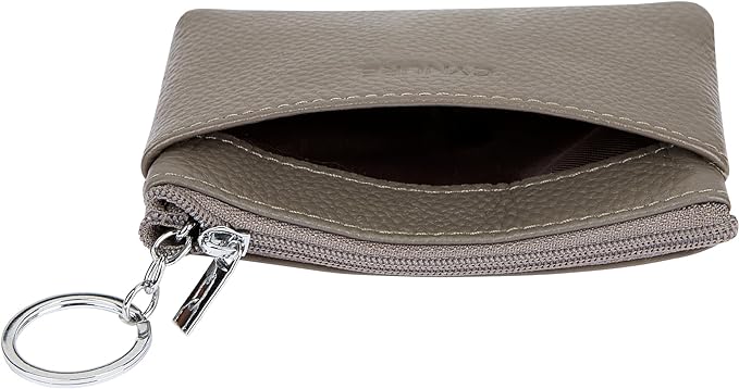 Women's Genuine Leather Coin Purse Mini Pouch Change Wallet with Keychain