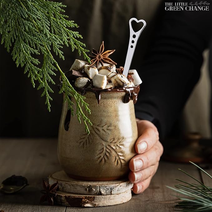 5.6'' Sugar Spoon - Heart Spoons for Coffee Set of 6 Stainless Steel Design, Valentines Spoons for Gifting – Cute Spoon for Coffee, Tea, Cocktails, Ice Cream and Desserts | Elegant Table Decor
