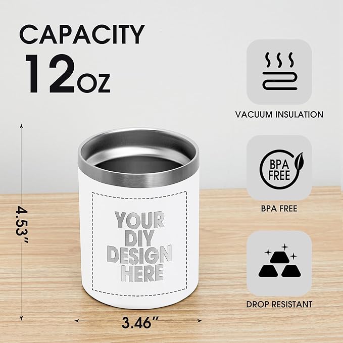 Personalized Custom Tumbler Print in USA 12oz 100Pcs Stainless Steel Travel Coffee Cup with Lid & Straw Double Wall Insulated Mug With Colorful Text Logo Photo