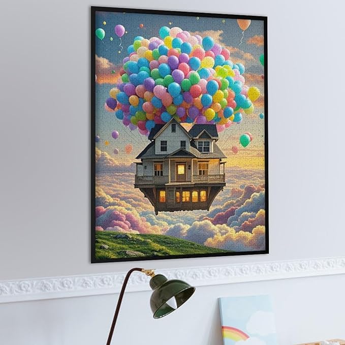 Wooden Puzzle - Floating House Jigsaw Puzzles，Wooden Puzzles for Adults 1000 Pieces Challenge Puzzles，Educational Games，Family Puzzles，Unique Gifts for Wall Art