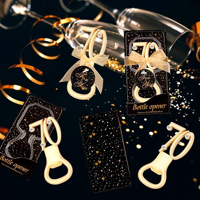 Ubrand 24PCS 70th Birthday Bottle Opener for 70th Birthday Party Favors 70th Wedding Anniversaries Souvenirs Favors Gifts Decorations (24,70)