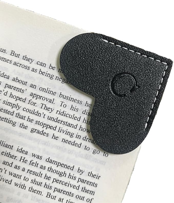 Personalized Leather Book Marks, Heart Bookmark, Unique Cute Handmade Letter Bookmarks Accessories for Reading Women, Teacher, Student, Book Lovers Book Mark Gifts (Black, C)
