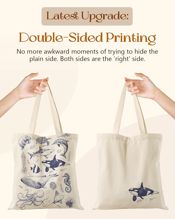 Miss Adola Aesthetic Tote Bag for Girls - with Magnetic Buckle and Zipper Inner Pocket for Women Lady Canvas Cotton Tote Bag