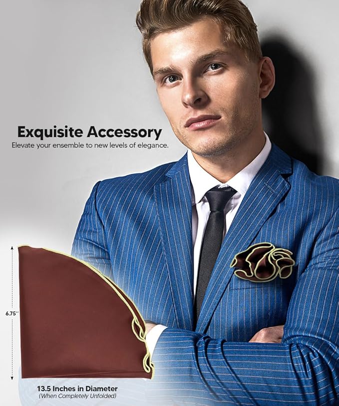 Premium Pre-Folded Four-Point Suit Pocket Square for Men with Sewn Pocket Fold