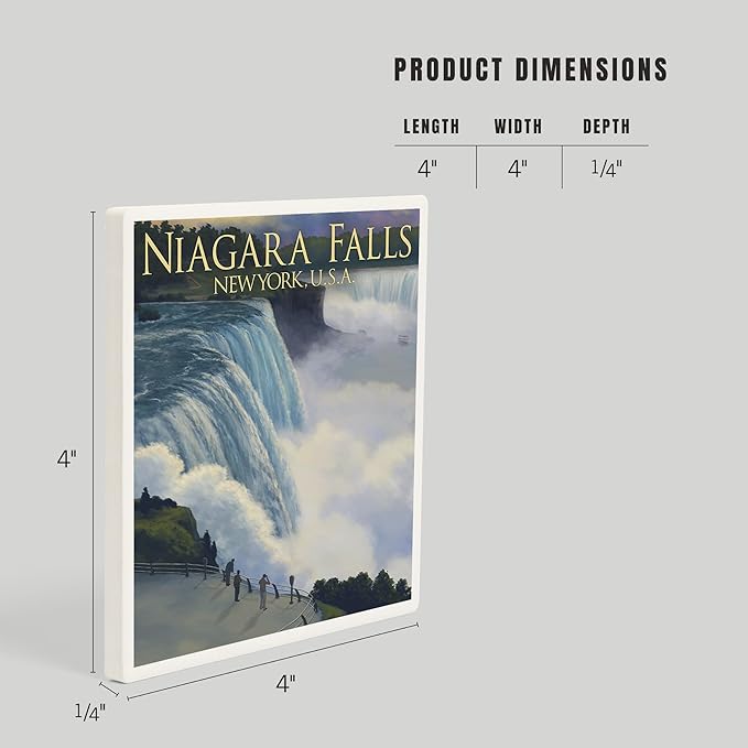 Lantern Press Niagara Falls, New York (Absorbent Ceramic Coaster, Single, Cork Back, Kitchen Table Decor)