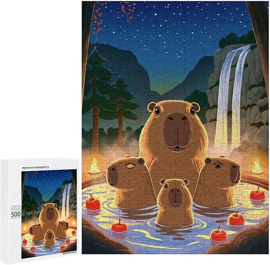 Jigsaw Puzzles for Adults 500 Piece - Cute Capybara Wooden Puzzles, Funny Puzzles，Unique Gifts for Wall Art，Family Puzzles，Educational Games，Challenge Puzzles