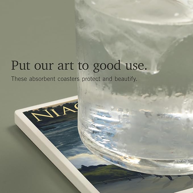 Lantern Press Niagara Falls, New York (Absorbent Ceramic Coaster, Single, Cork Back, Kitchen Table Decor)