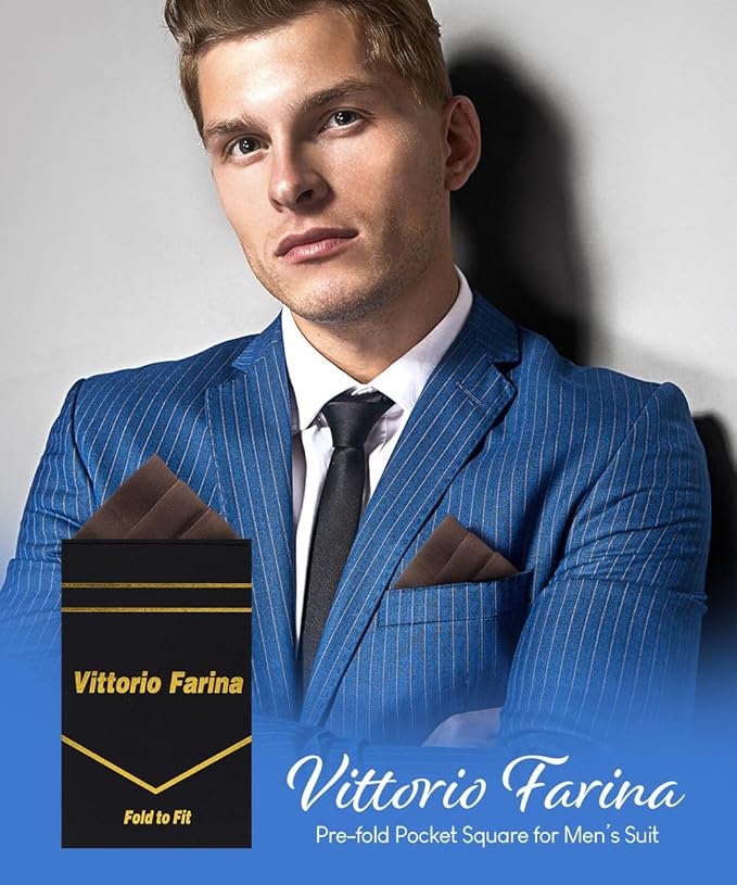 Premium Pre-Folded Four-Point Suit Pocket Square for Men with Sewn Pocket Fold