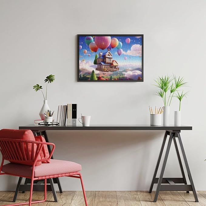 Wooden Puzzle - Floating House Jigsaw Puzzles，Wooden Puzzles for Adults 300 Pieces Challenge Puzzles，Educational Games，Family Puzzles，Unique Gifts for Wall Art,Funnny Puzzles
