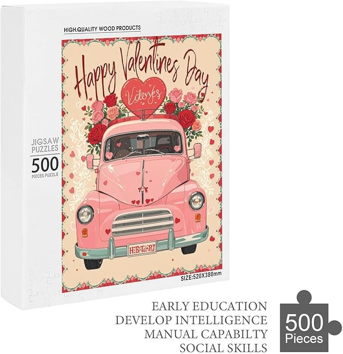 Jigsaw Puzzles for Adults 500 Piece - Happy Valentine's Day Wooden Puzzle，Funny Puzzle，Unique Gifts for Wall Art ，Family Puzzles，Educational Games，Challenge Puzzles