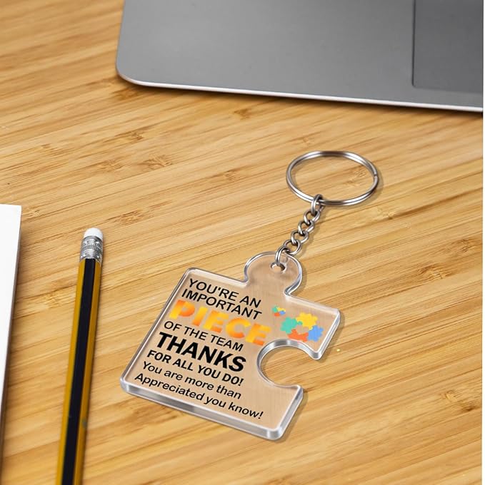 Team Appreciation Gifts for Employee Coworker Staff Bulk, Teamwork Thank You Gift Set Puzzle Piece Acrylic Keychains