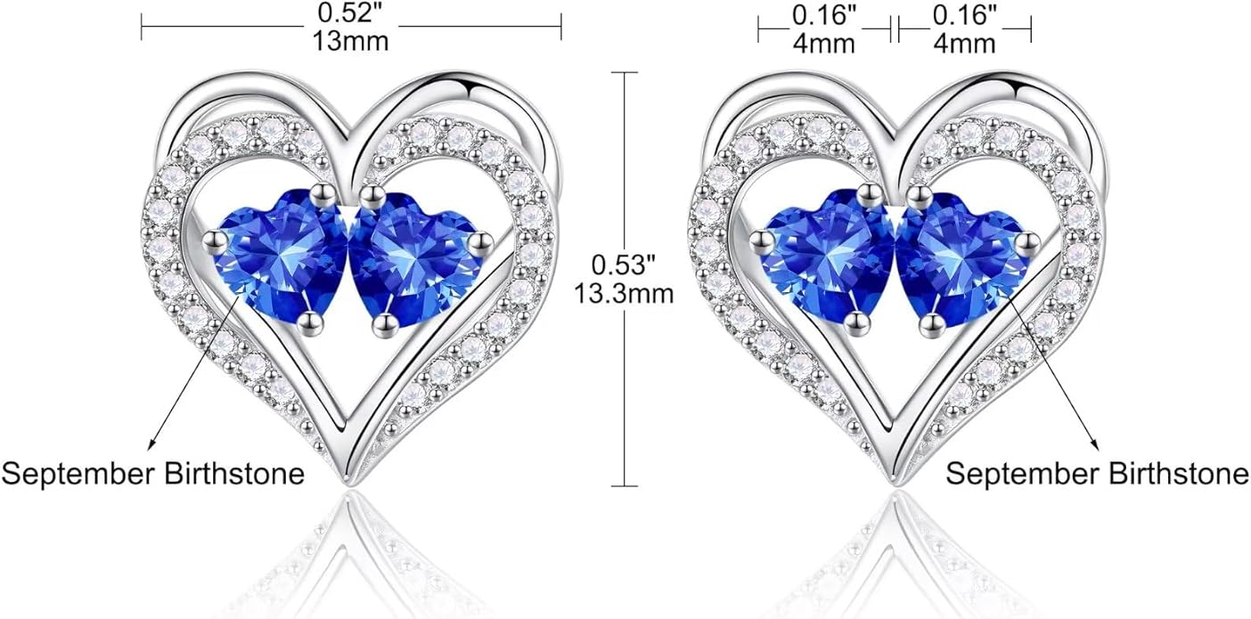 Iefil Valentines Day Gifts for Her - 925 Sterling Silver Birthstone Earrings, Anniversary Birthday Gifts for Women Wife Girlfriend Mom