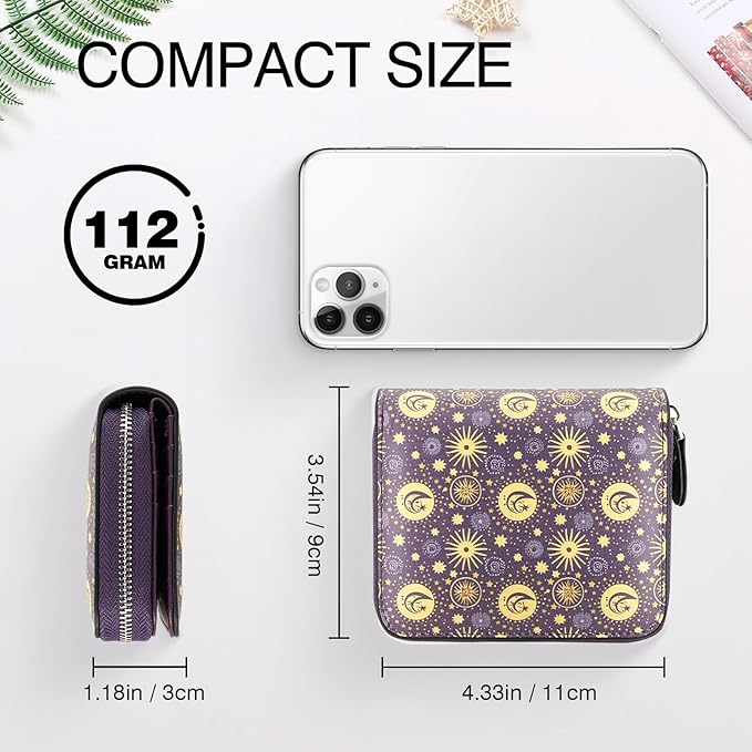 Genuine Small Wallet for Women, Slim RFID Blocking Credit Card Holder with ID Window, Compact Purses for Women with 26 Card Slots