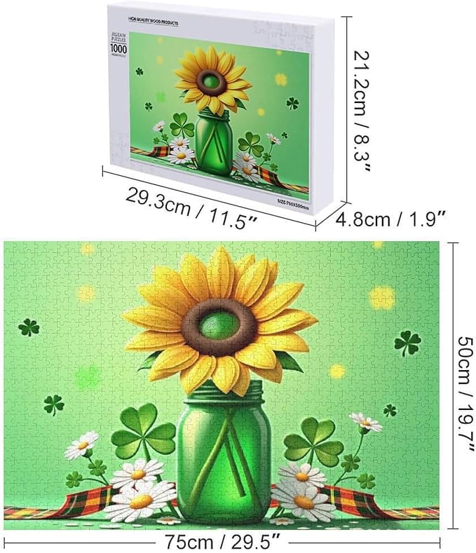 Wooden Puzzle - St Patrick's Day Gnome Wooden Puzzles for Adults 1000 Pieces Challenge Puzzles，Educational Games，Family Puzzles，Unique Gifts for Wall Art ，Funny Puzzles