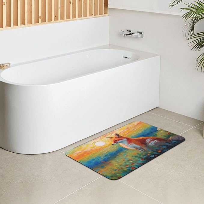 Diatomaceous Earth Bath Mat - Non-Slip Quick-Dry Bathroom Rug with Stylish Prints, Eco-Friendly Absorbent Floor Mat for Shower, Poolside(Vibrant Designs, 15.7 X 23.6Inch)