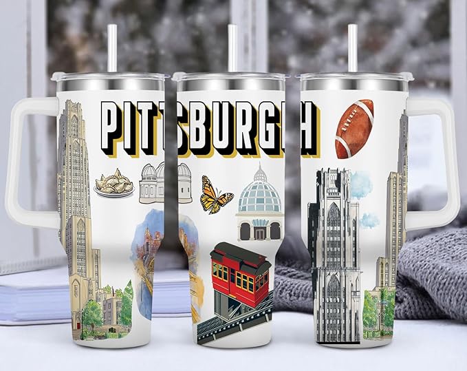 City Tumbler 40oz,Stainless Steel Water Bottle for Hot & Cold Beverages-City Gift Idea (Pittsburgh)