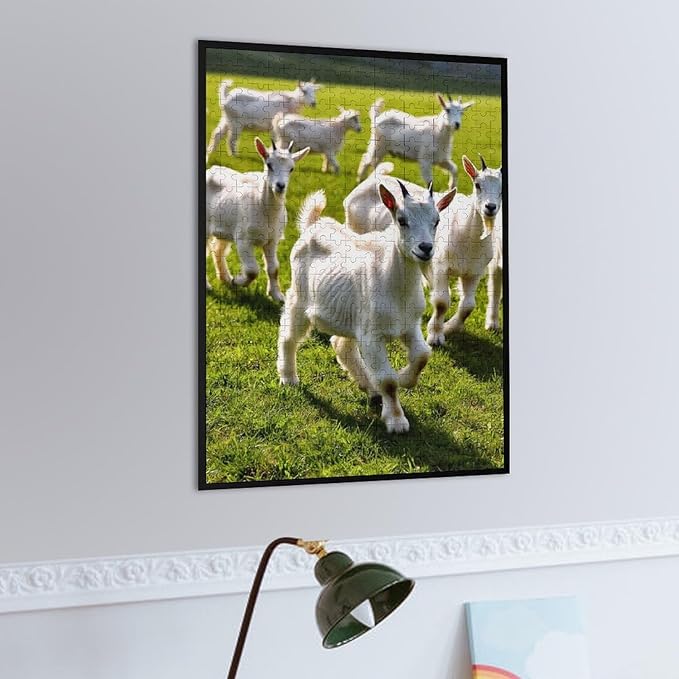Adult Wooden Puzzle 500 Pieces - Farm Baby Goats Theme Jigsaw Puzzles， Exquisite Art Design，for Puzzles Challengers and Enthusiasts，Puzzle Games for Children and Adults
