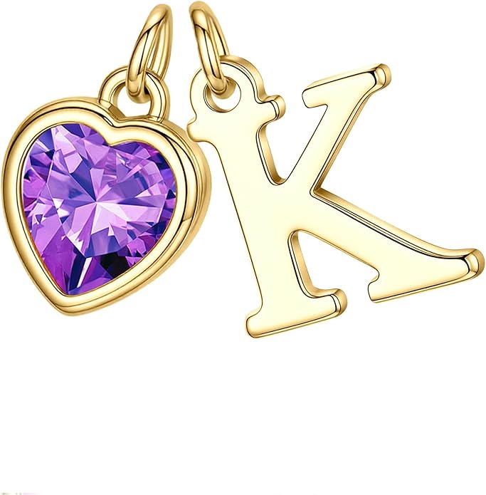 Turandoss Valentines Day Gifts for Her Trendy, Dainty 14K Gold Plated Initial A-Z Heart Birthstone Pendant Necklace Personalized Bridesmaid Birthday Valentines Jewelry Gifts for Women Girls