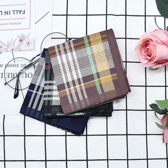 Zenssia Soft Men's Cotton Handkerchiefs with Assorted Color 6 Piece Gift Set