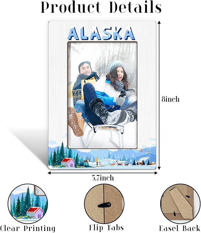 Alaska Picture Frame, Alaska Souvenirs, Tabletop Photo Frame for Honeymoon Vacation, Wedding, Family Vacations, Engagement, Cruise, Home Office Living Room Table Decorative Supplies-18