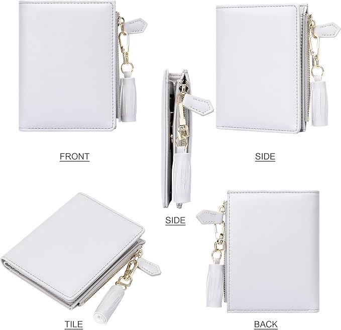 GEEAD Small Wallets for Women Bifold Slim Coin Purse Zipper ID Card Holder PU Leather Grey