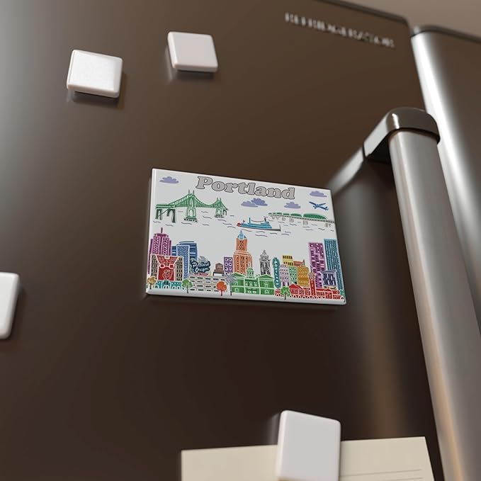 City Themed Artwork Magnet Collection by Beary Blu - Designed in The USA, Collectible Souvenirs Gifts 2.5" x 3.5" (Portland)