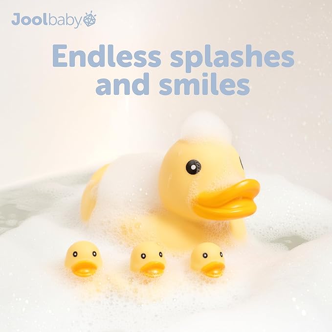 Jool Baby 12-Piece Bath Toy Gift Set – Bath Squirts, Rubber Ducks, Wind-up Swimming Whale – Bath Toy Storage Organizer Included