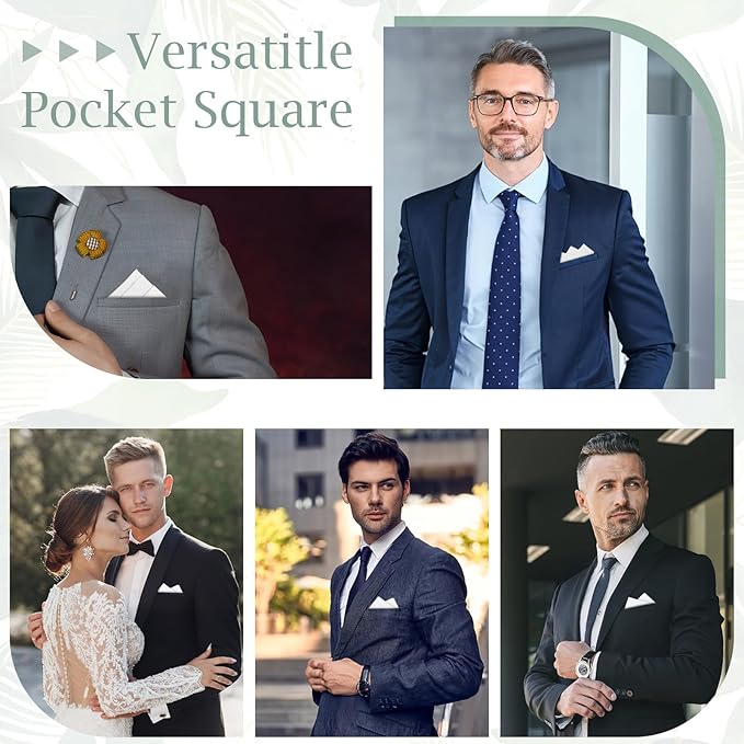 Handkerchiefs for Men, 100% Soft Cotton White Hankies, Classic Reusable Men's Handkerchiefs, 15x15 Inch Pocket Hanky